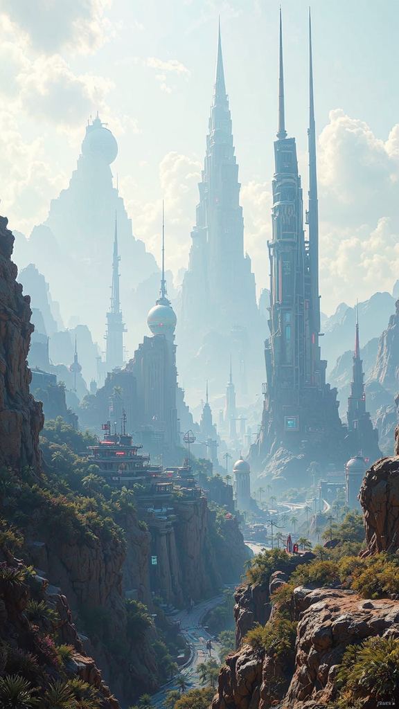 A futuristic African cityscape.