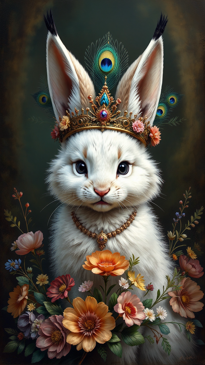 Hybrid wolf-bunny creature in