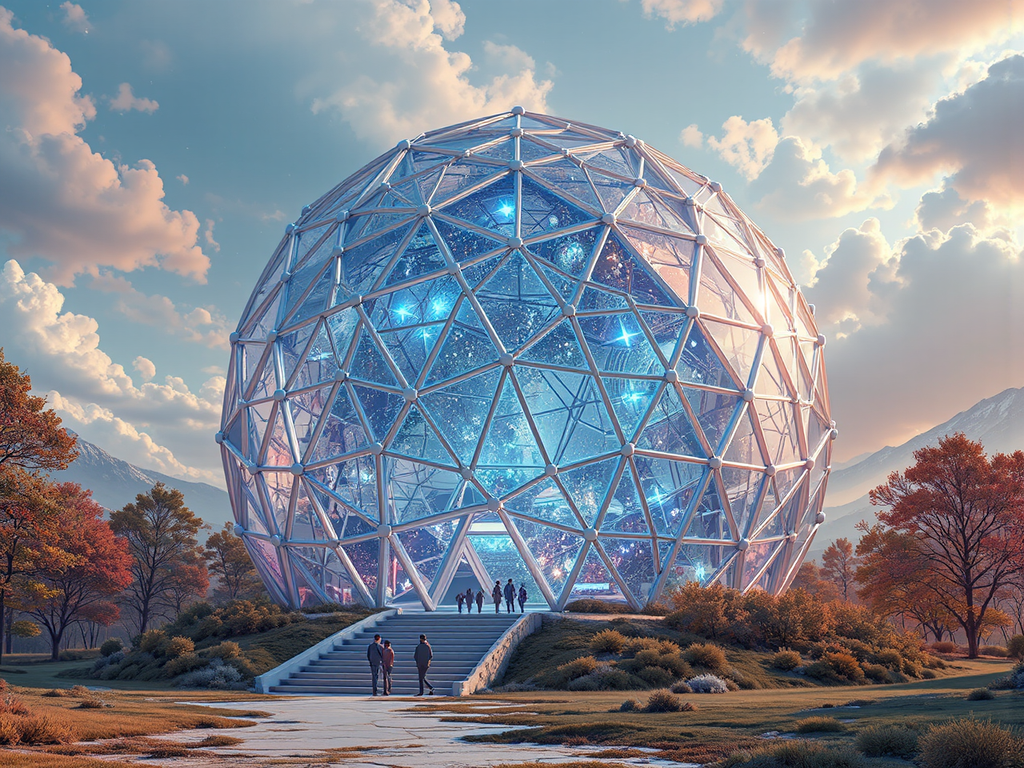 Geodesic domes with futuristic