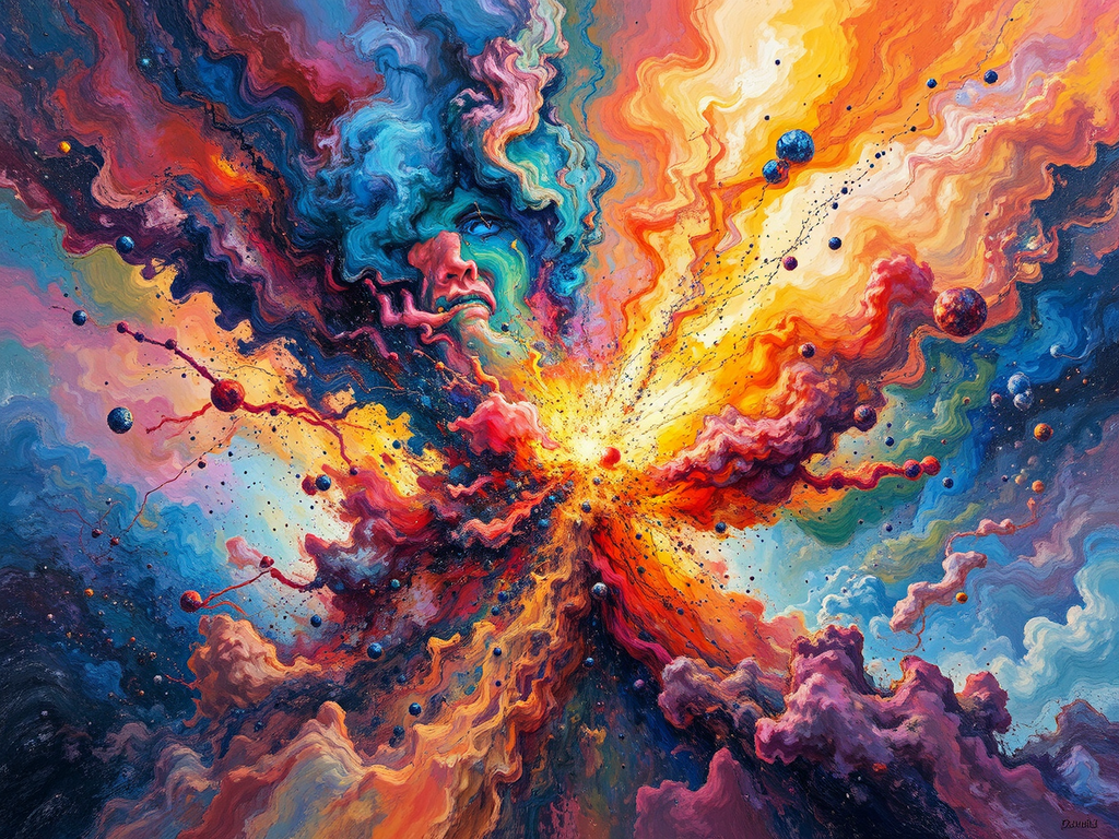Multicolored nebula explosion artwork.