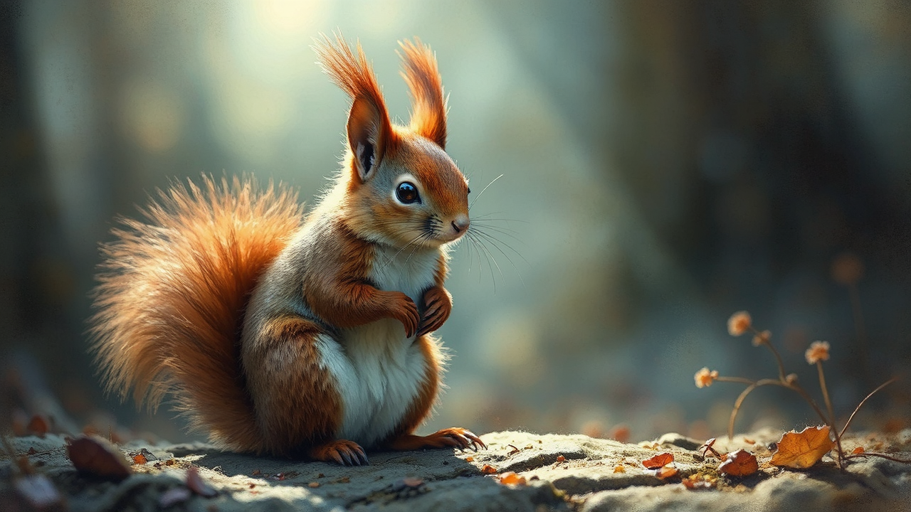 Red squirrel in fantastical