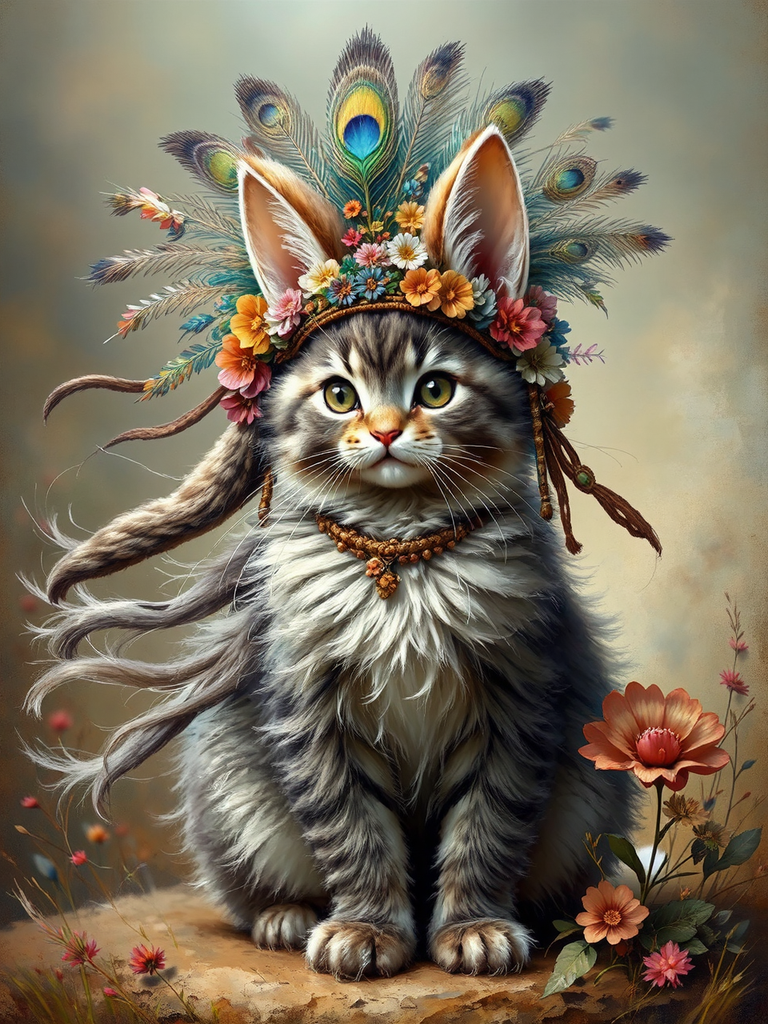 Kitten-bunny hybrid with tribal