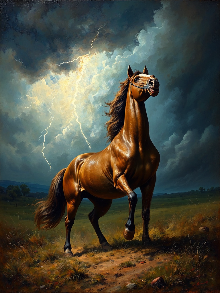 Horse in fear during