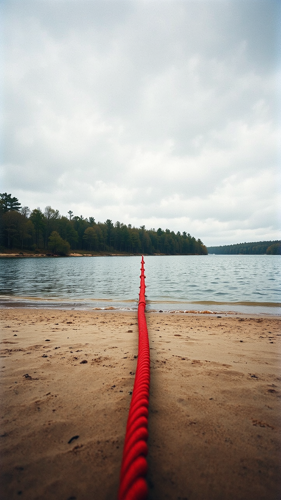Red rope floats on