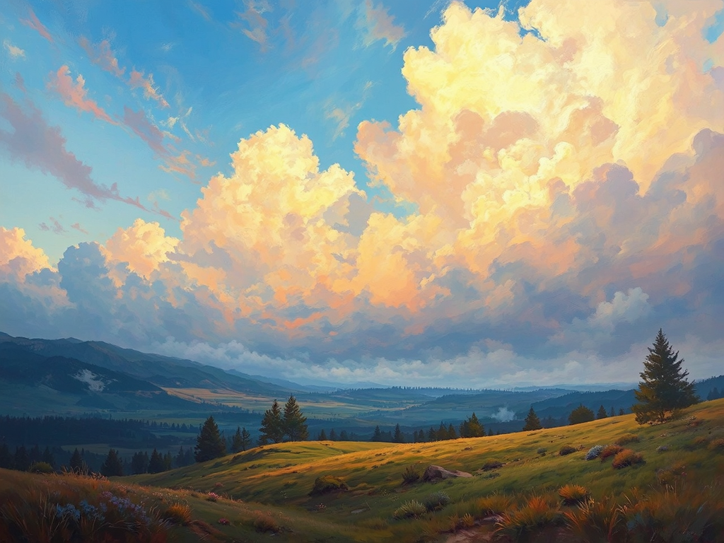 Majestic landscape with painted