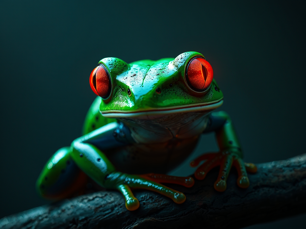 Biomechanical emerald tree frog.
