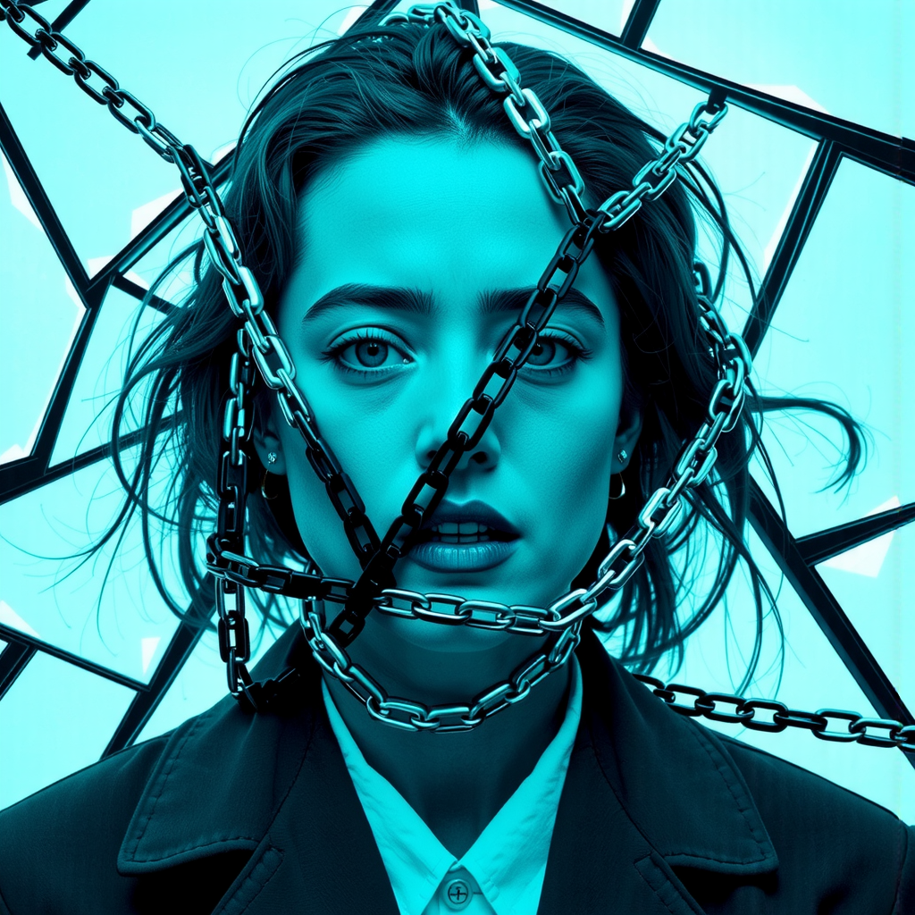 Woman in neon chains