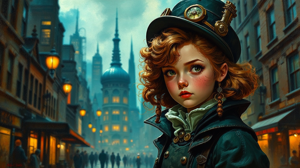 Steampunk orphan girl city