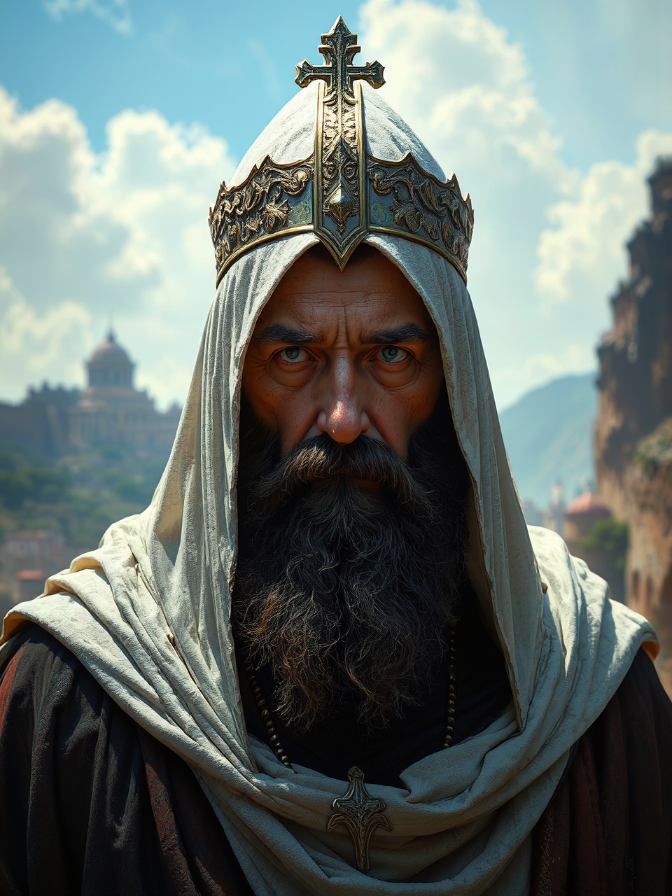 Roman priest with intricate