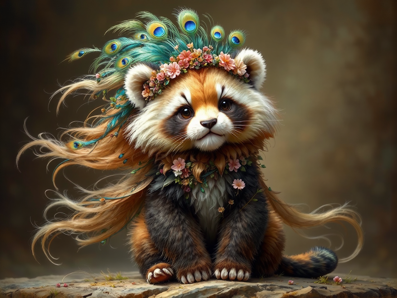 Cute mixed panda lion