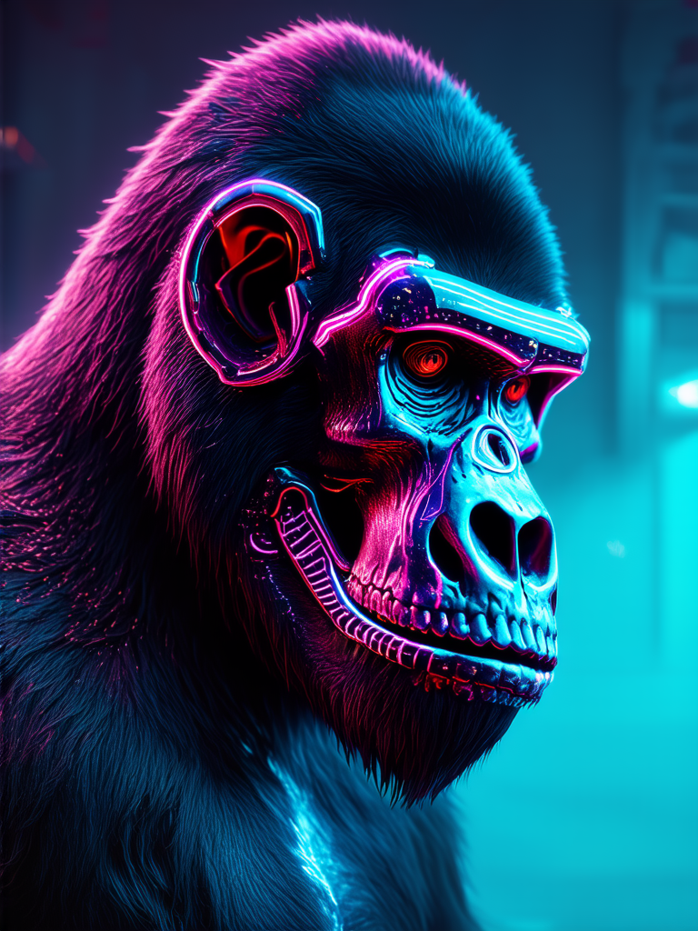 Cyberpunk gorilla with a