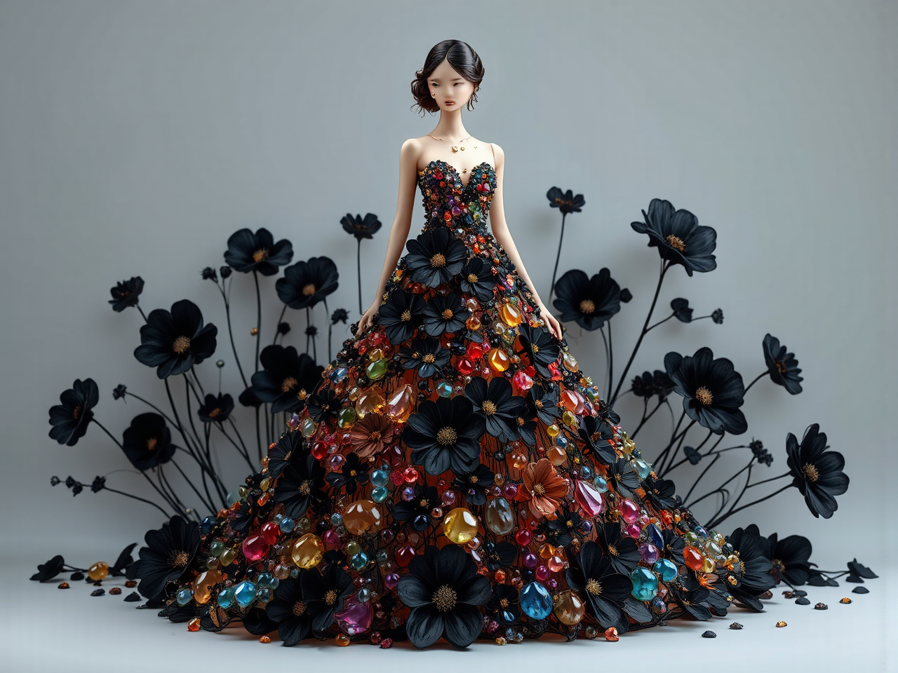 Multicolored evening gown with