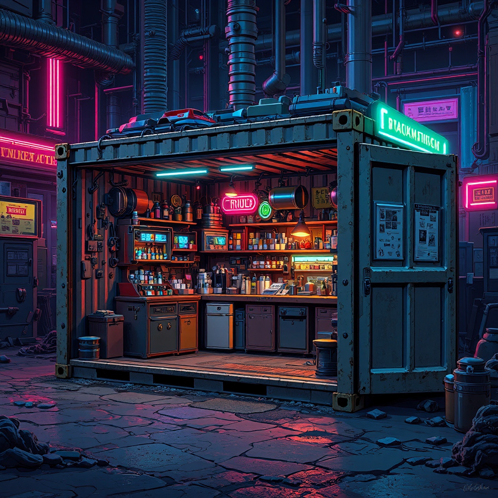 Small sci-fi junkshop inside