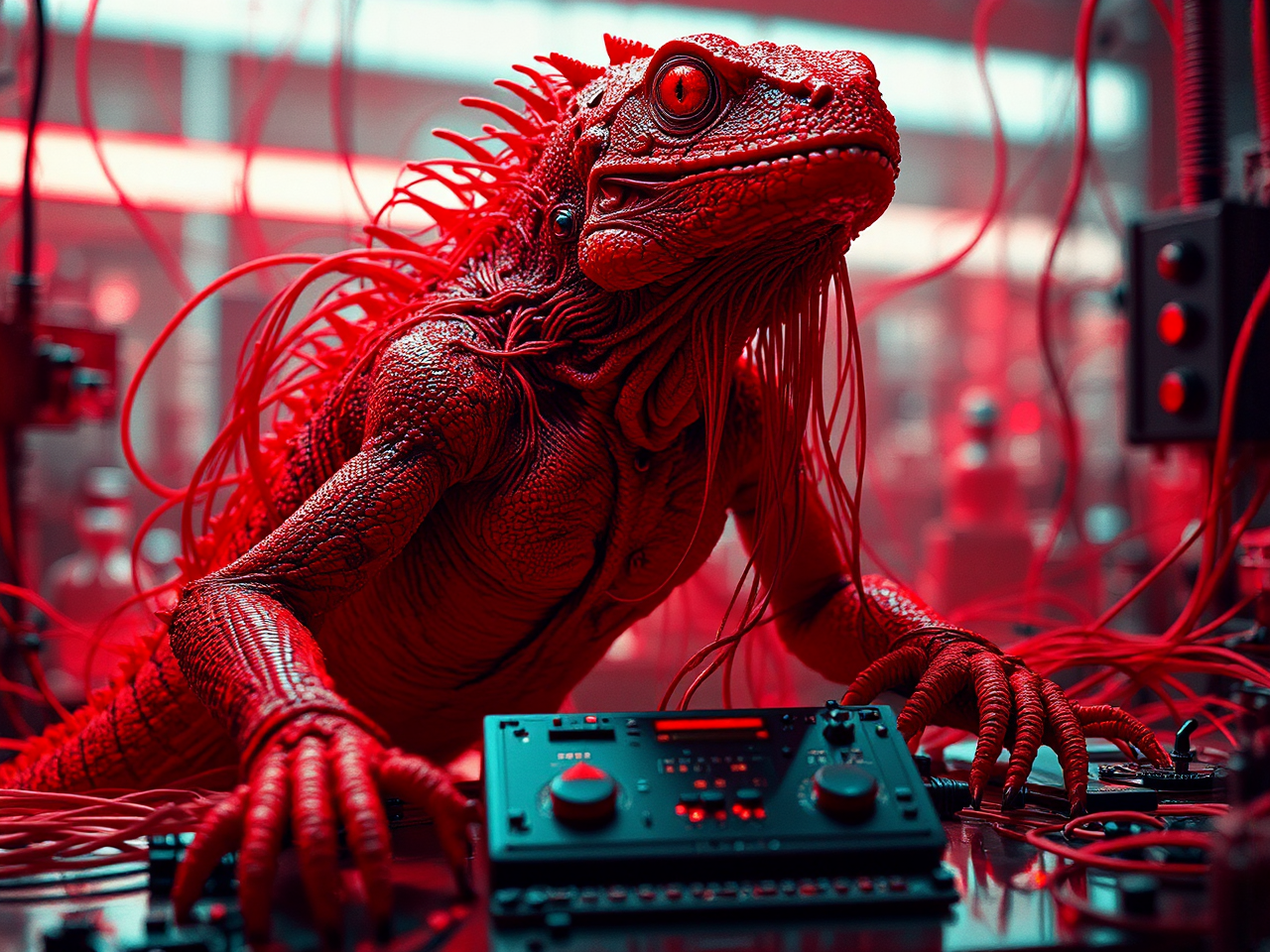Red lizardman in a