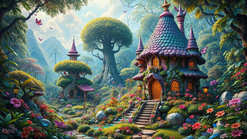 Jungle with vibrant colorful