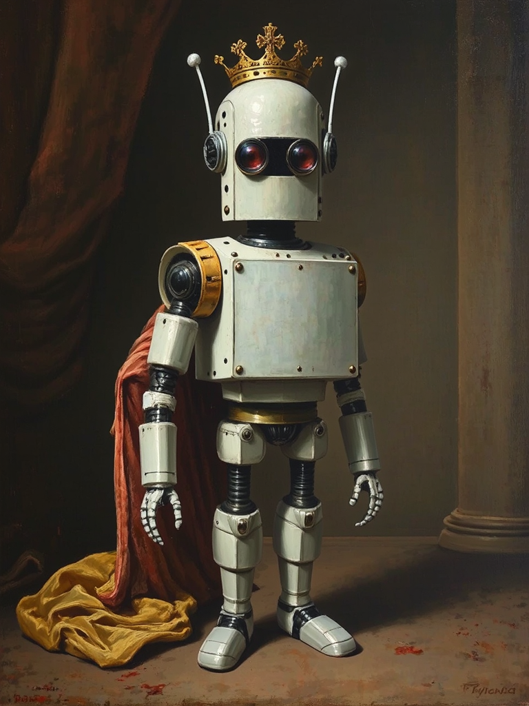 Baroque-style robots in oil
