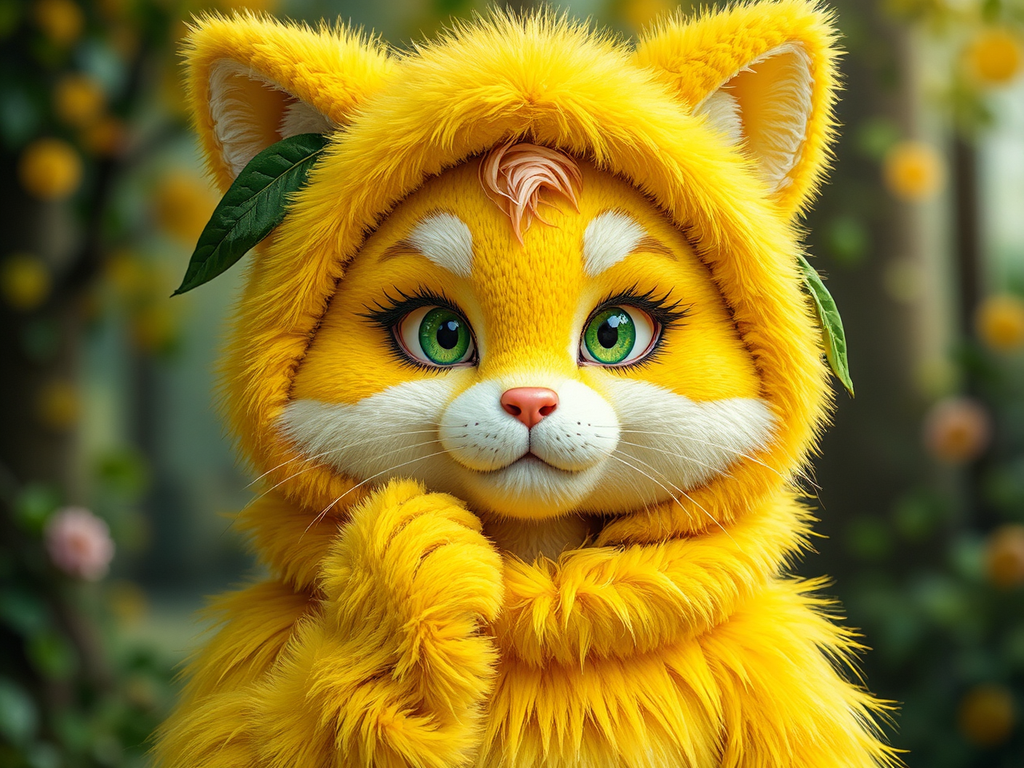 Furry anthropomorphic yellow lemur