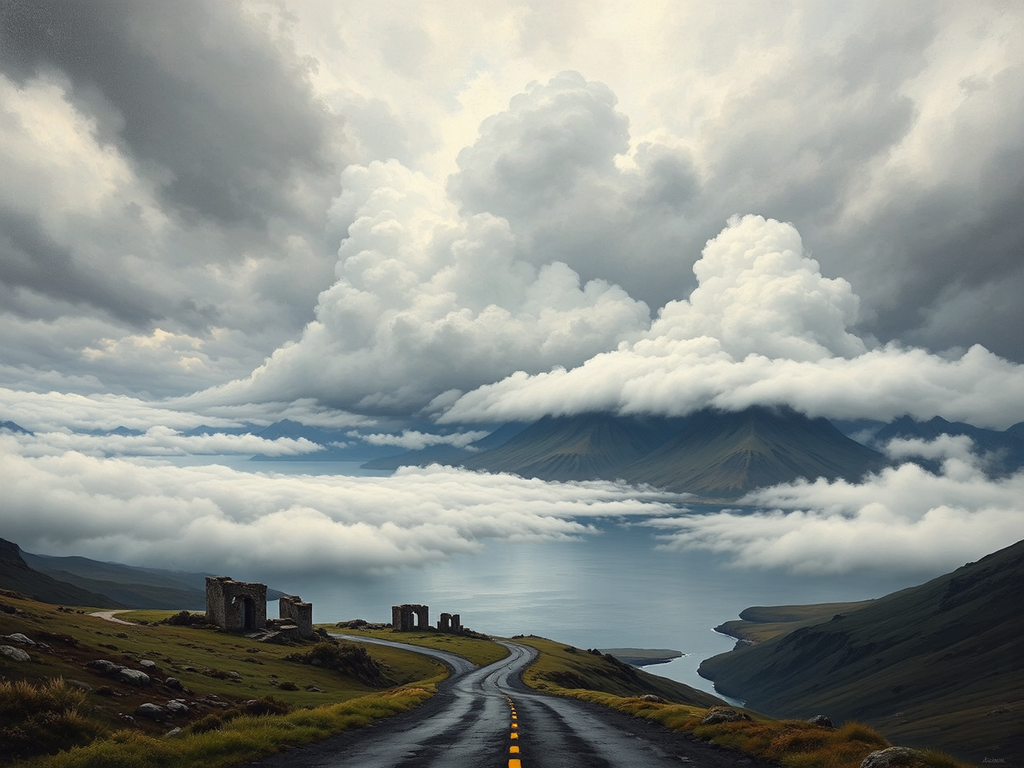 Painting of ruined landscape