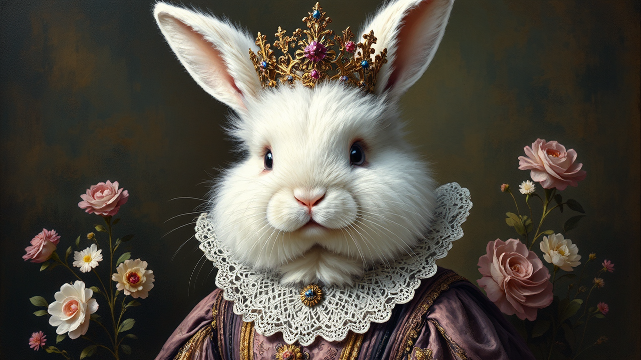 Fluffy white rabbit in
