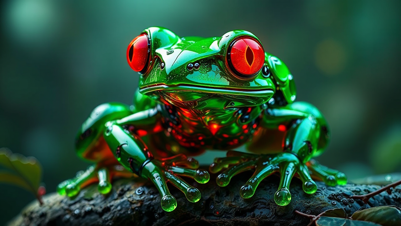 Metallic cyborg frog with
