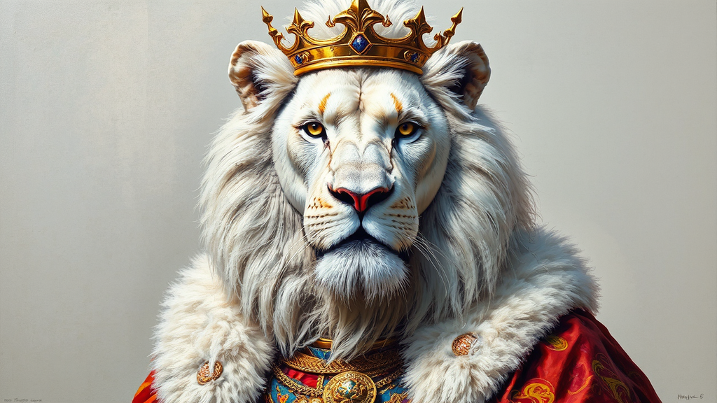 Anthropomorphic white lion in