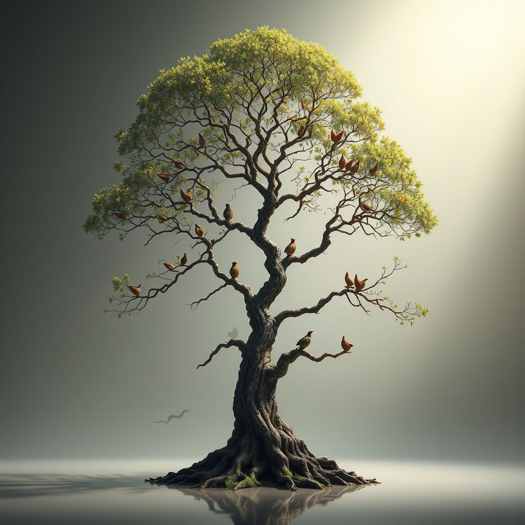 A tree sheltering birds