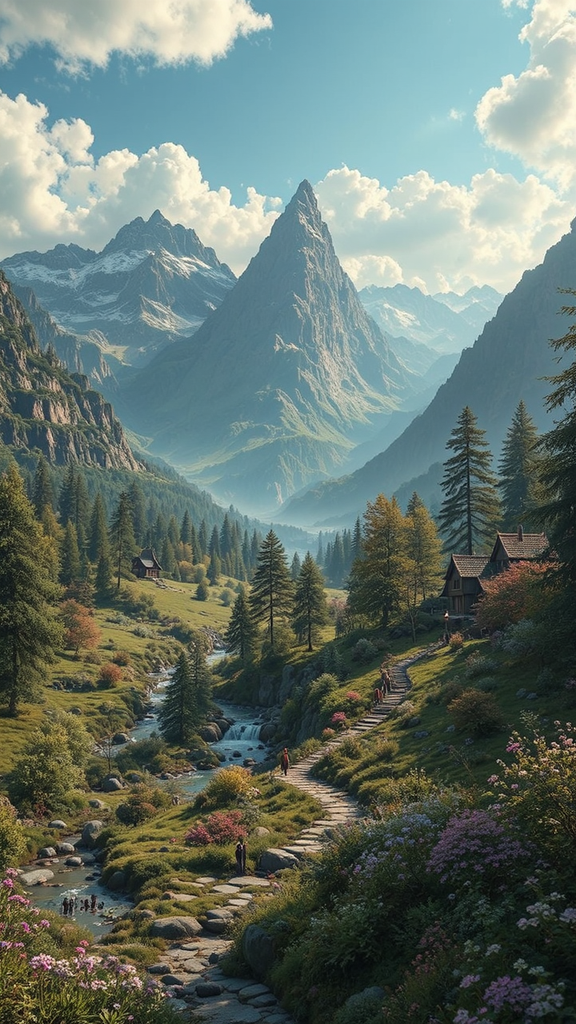 Lush mountainous landscape with