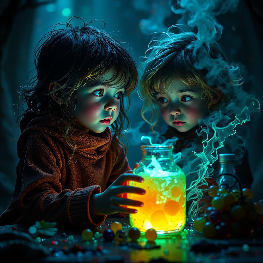 Two children examine their
