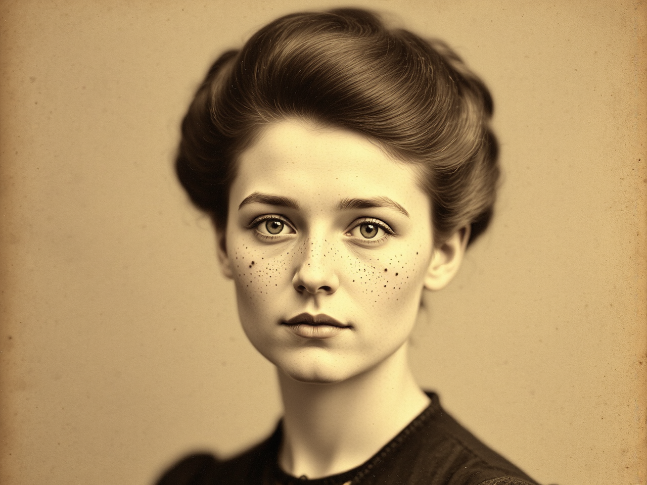 Pale woman with freckled