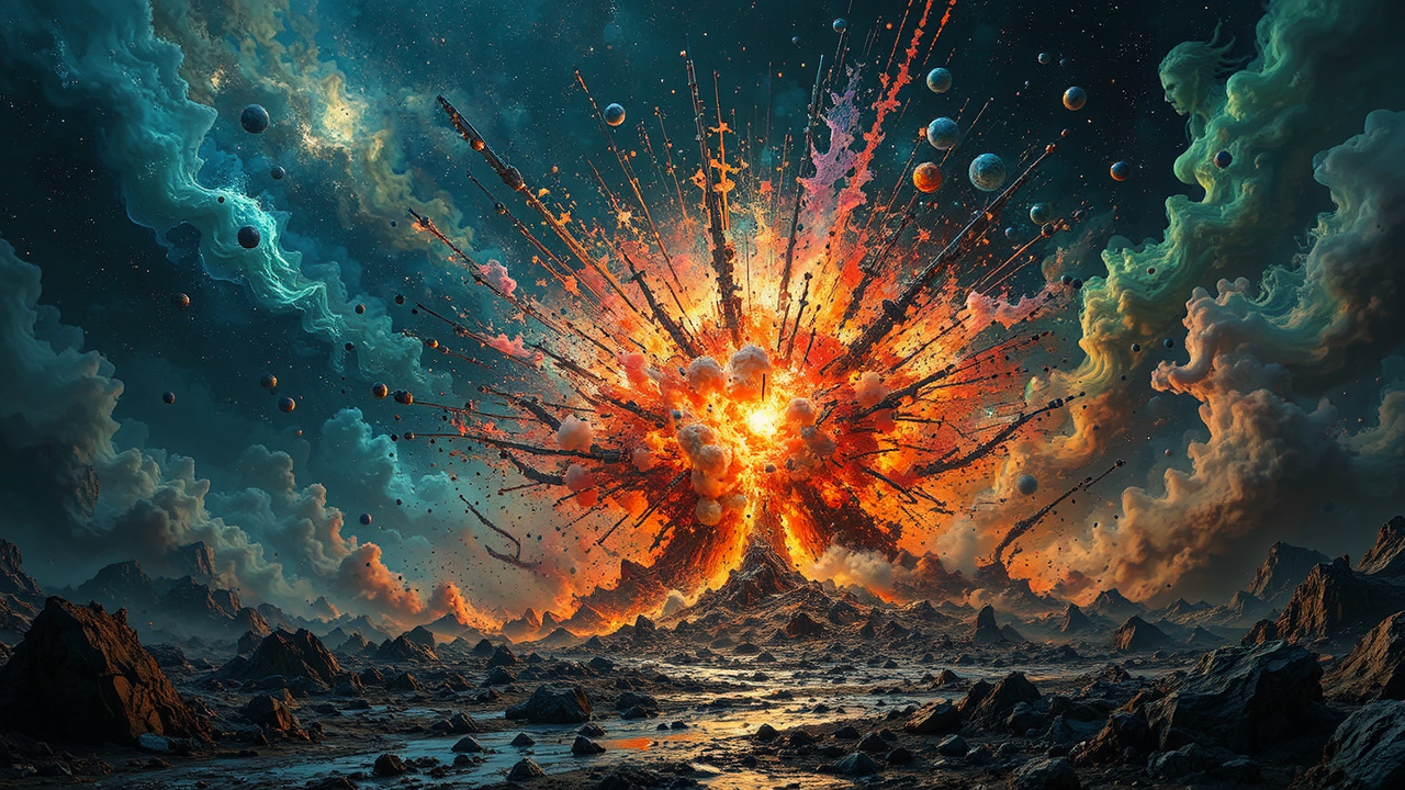 Cosmic biomechanical explosion scene.