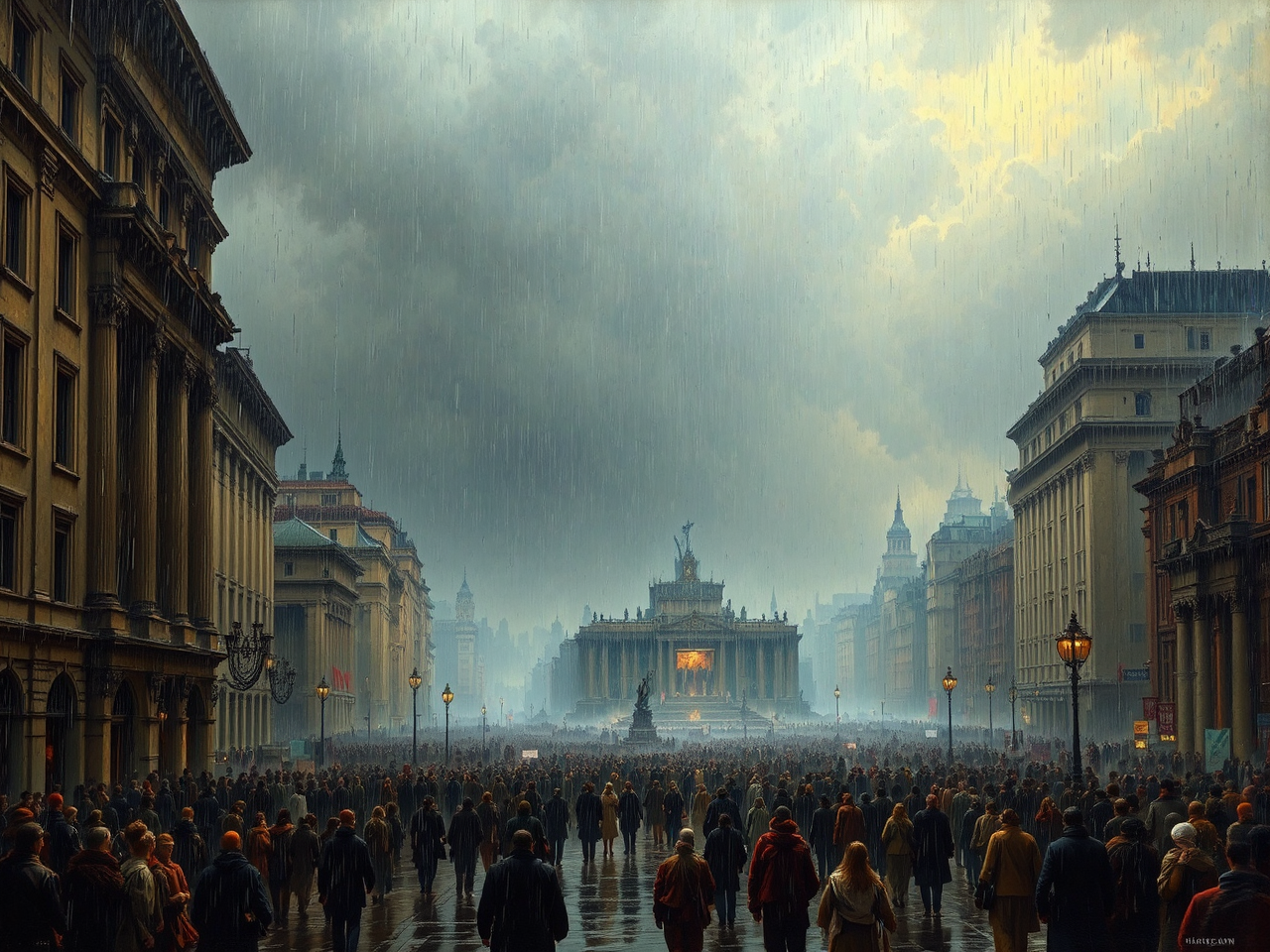 A rainy city street