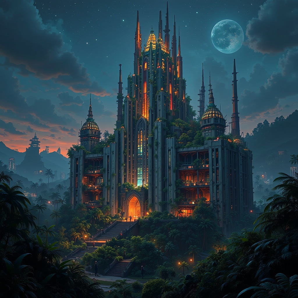 Futuristic palace city with