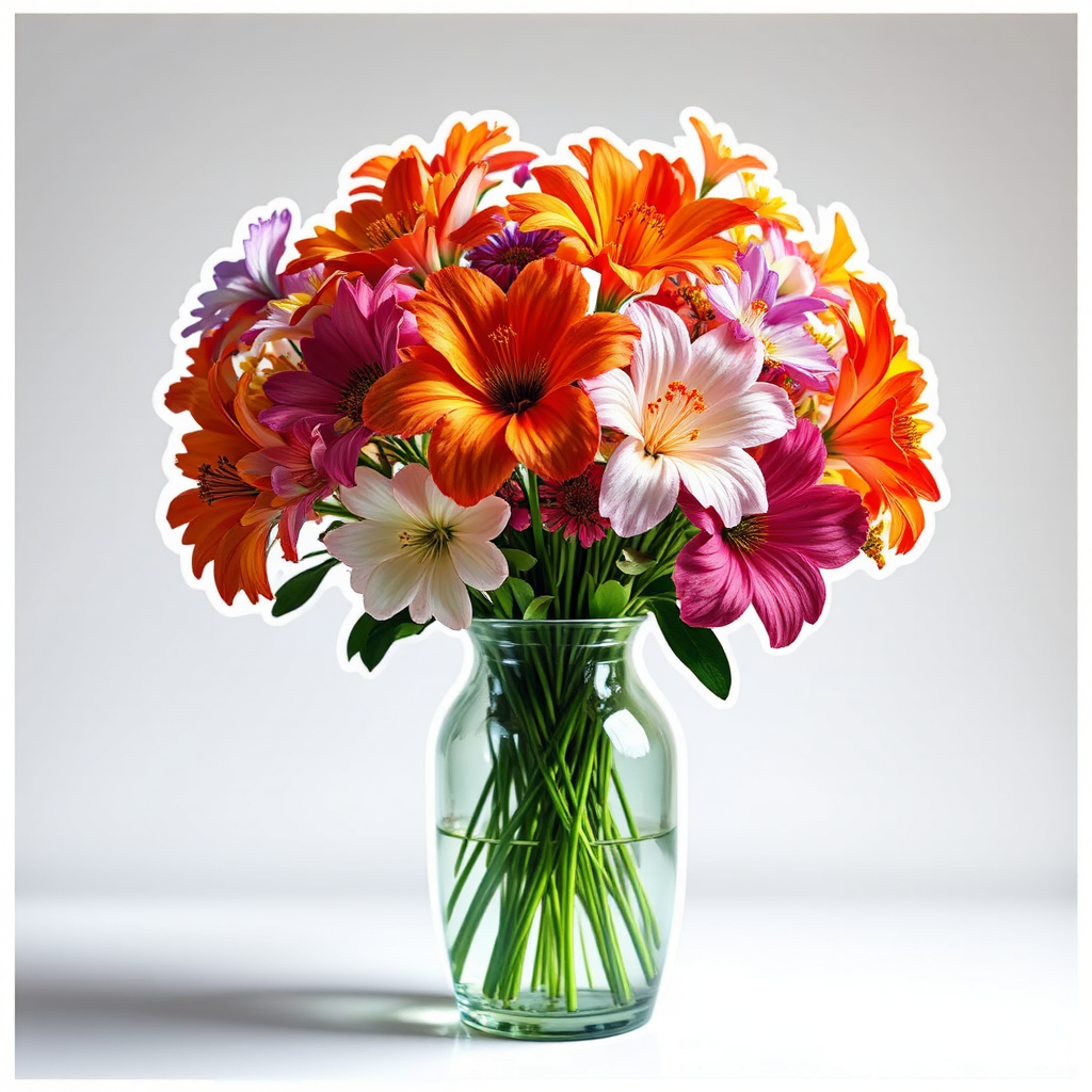 Glass vase with colourful