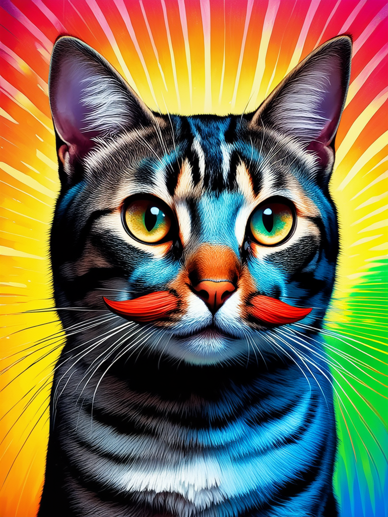 Cat with colorful fake