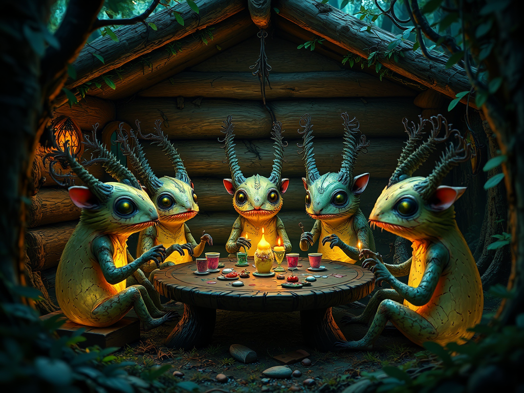 Cute creatures have tea