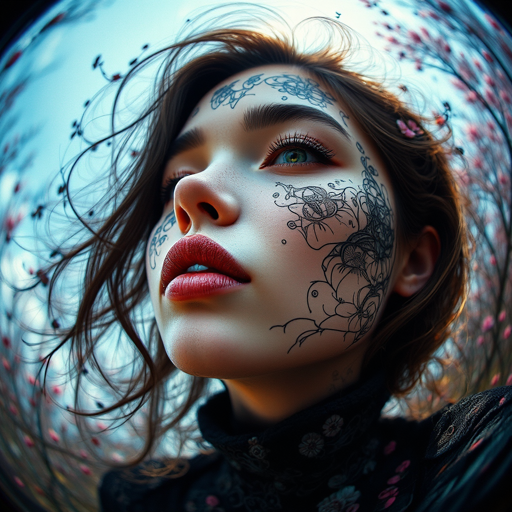 Woman with fisheye lens