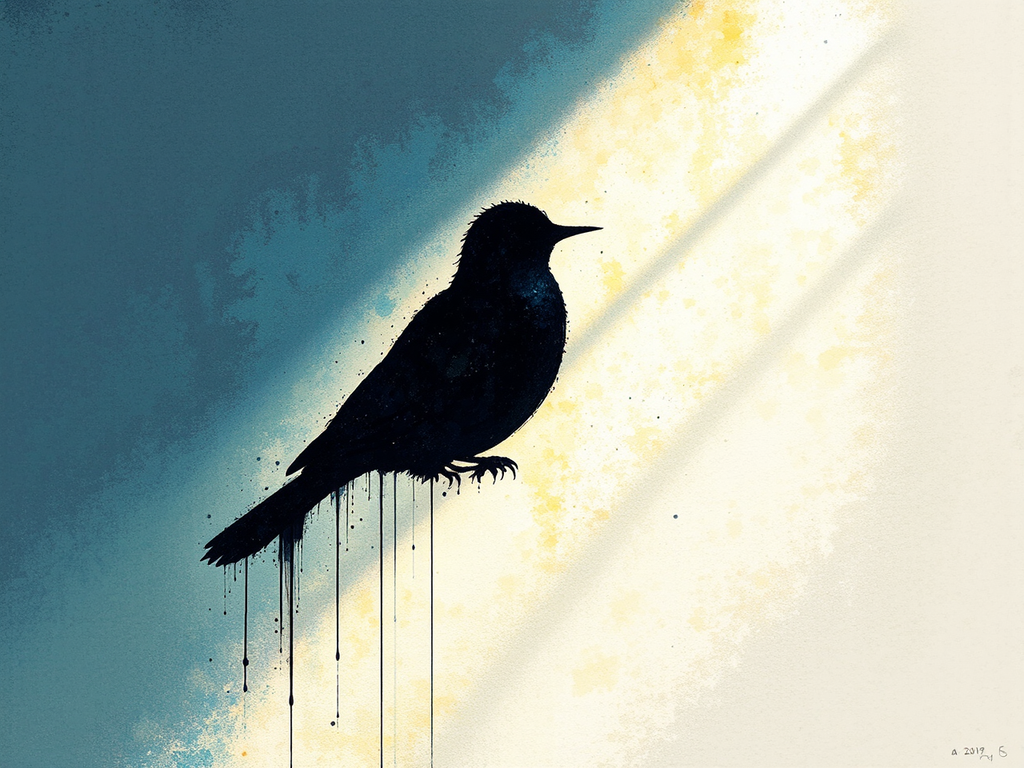Bird silhouette in vibrant