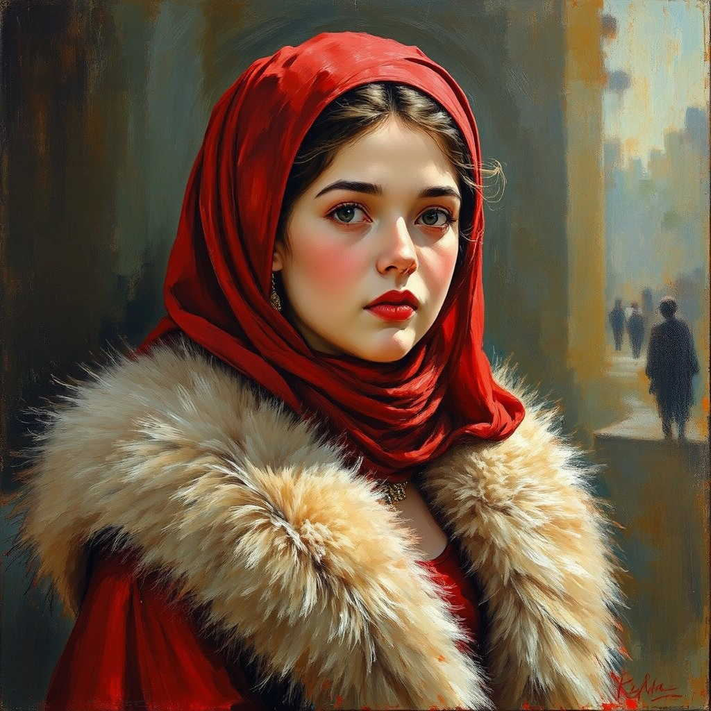 Lady in red with