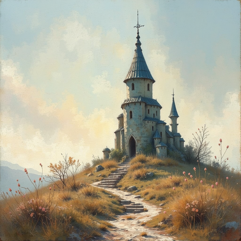 Grainy autumnal landscape with