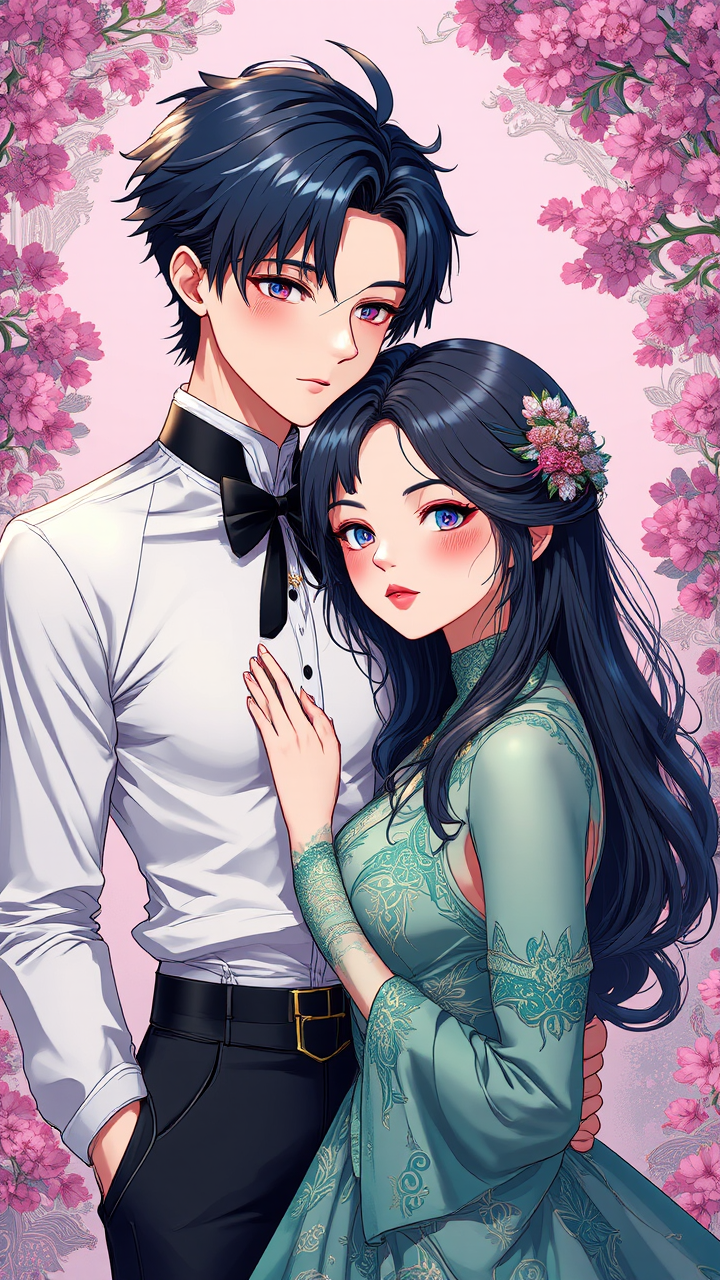 Couple in stylized anime