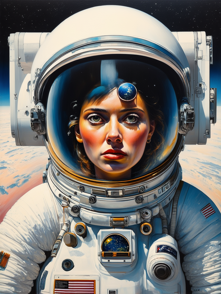 Sad woman in space