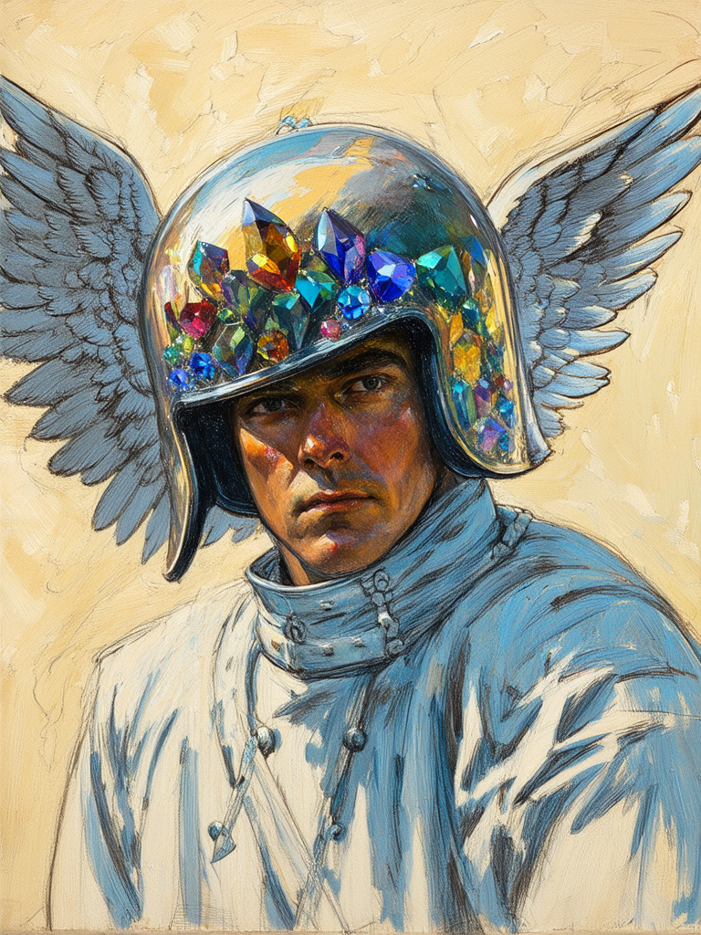 Man in winged helmet
