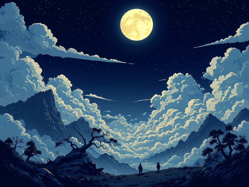 Moonlit landscape with an