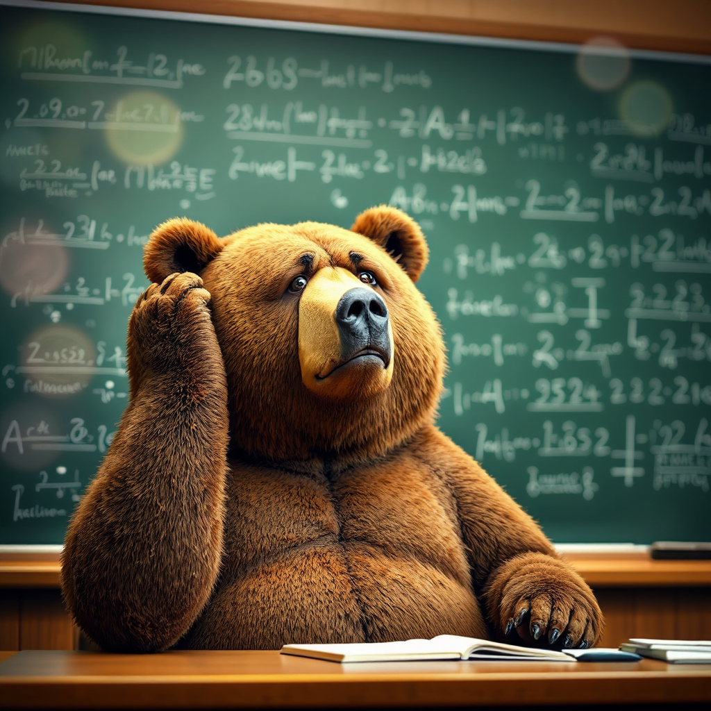 Bear sits in math