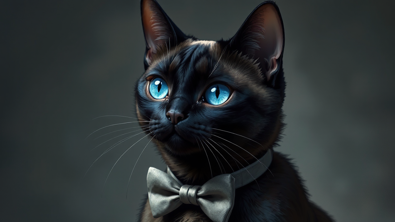 A black Siamese cat