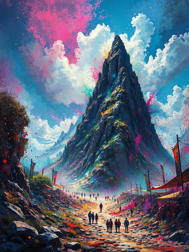 Rocky slope with colorful