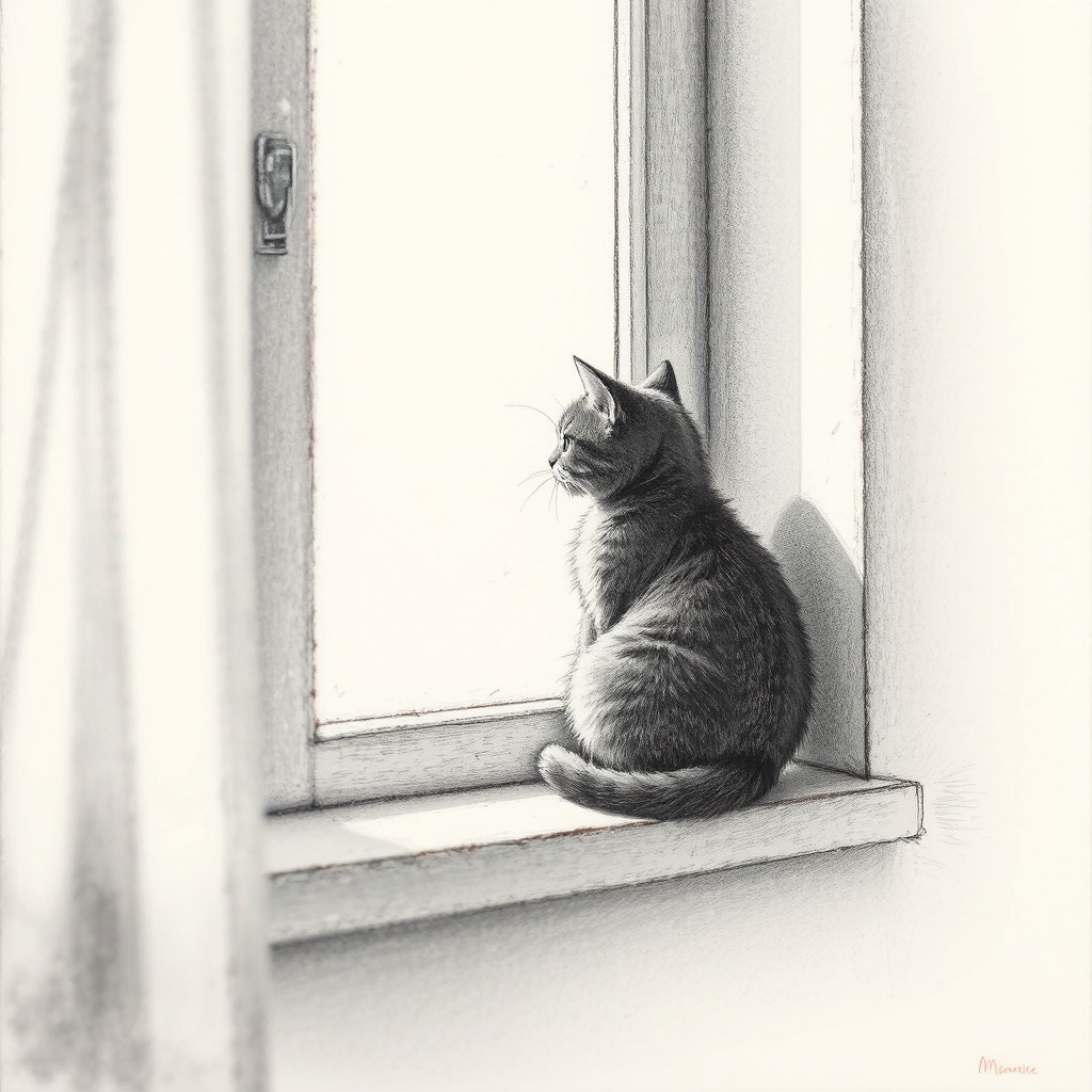 Cute cat sitting by