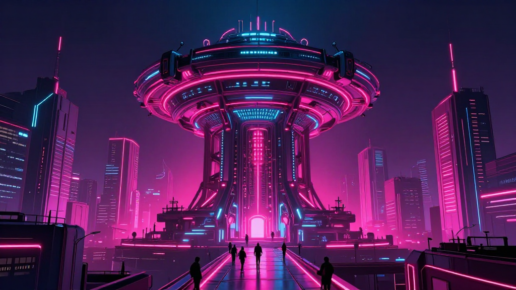 Z-Image Turbo - neon cyberpynk alien city, giant megastructure in background