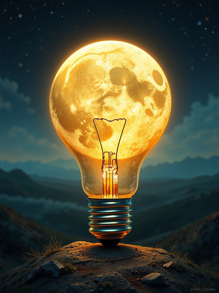 Man unscrews glowing moon