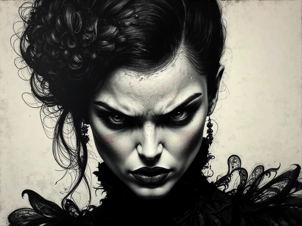 Intense woman in a